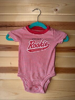 Carter's Red & White Striped "Rookie of the Year" One-Piece